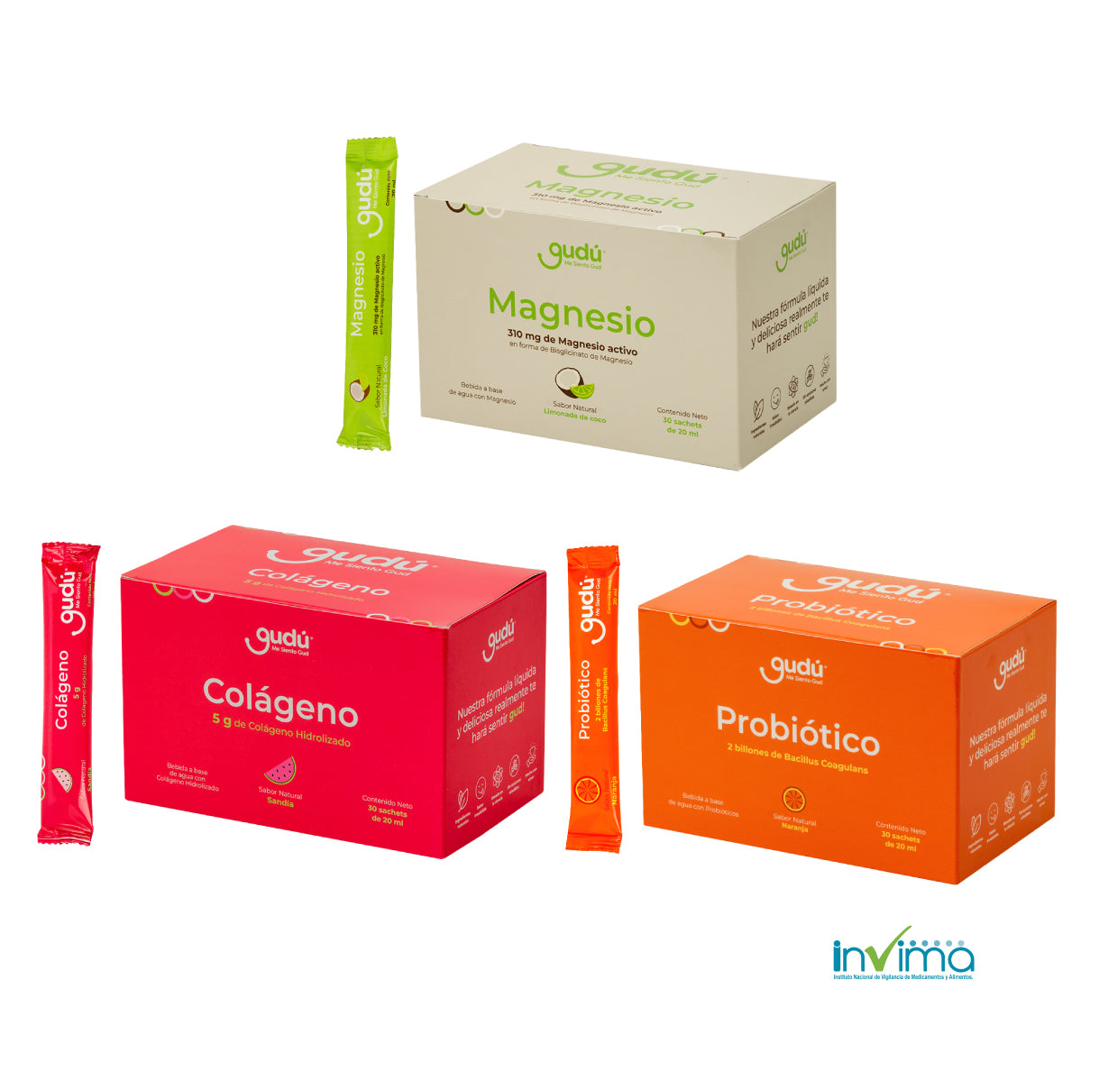 Probiótico x30 + Magnesio x30 + Colágeno x30